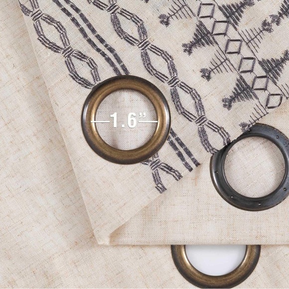 NEW 2 Pack Boho Curtain Panels Bohemian Embroidered, Light Filtering 50” x 63” - Picture 4 of 4